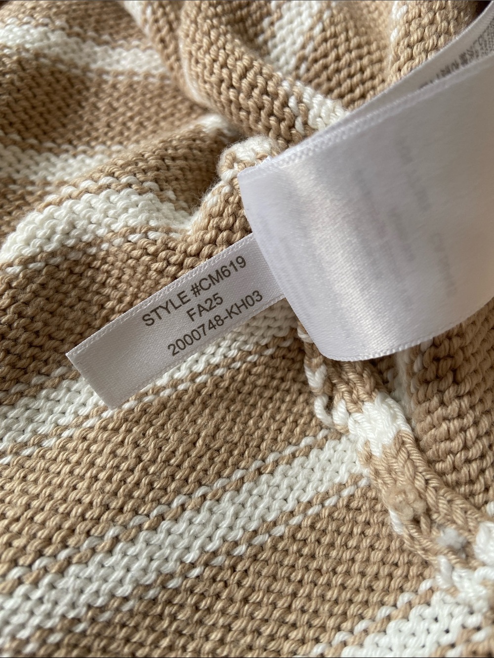 J. Crew Striped Classic Rollneck/Mockneck Cotton Sweater, Camel/White, M, NWOT - Picture 6 of 8